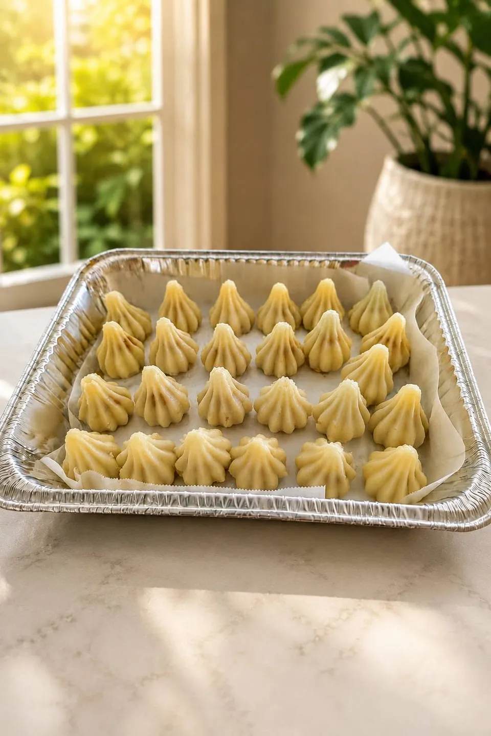 A tray of handmade modaks